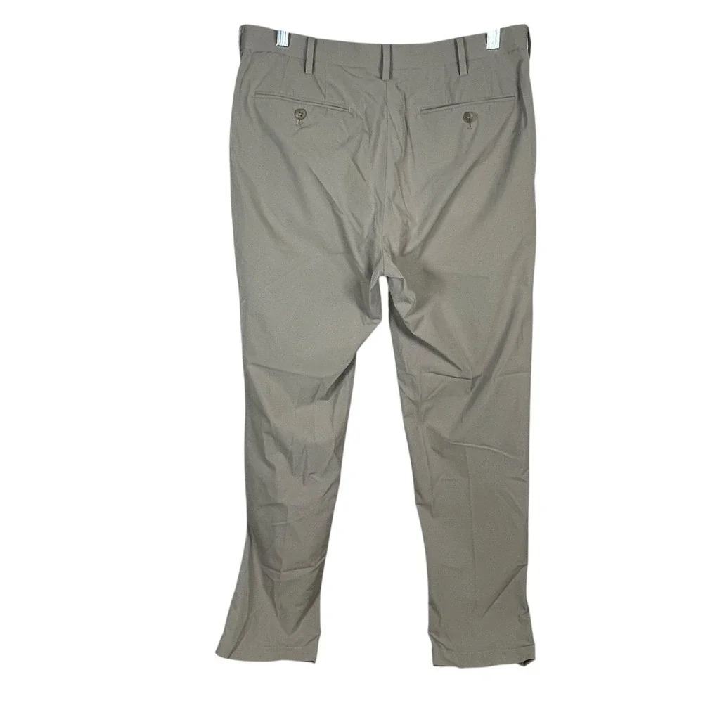 Uniqlo Performance Pants Mens 32x32 Chino Flat Front‎ Stretch Beige Tapered